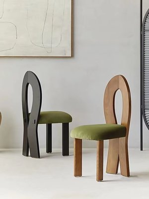 定制 現貨法式中古實木餐椅高端設計師創意書房靠背椅家用現代餐桌椅子