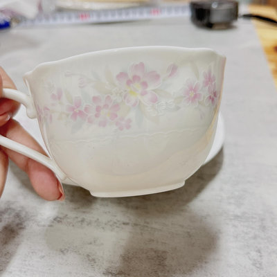 日本金標則武Noritake骨瓷粉紫櫻花浮雕咖啡杯