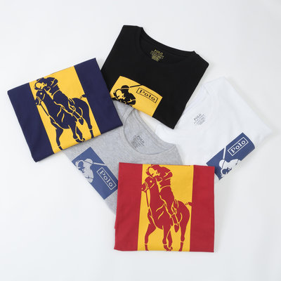 Cindy精品代購 Polo Ralph Lauren 短袖 圓領 上衣 T恤 透氣運動休閒衣 印花邊框大馬 LOGO