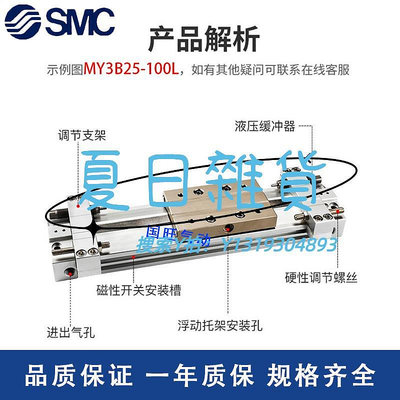 氣缸SMC機械式無桿氣缸MY3B/MY3A16/20/25/32G-100A200/300-500L-M9BW
