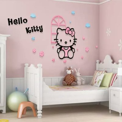 kitty貓 Kitty3D水晶立體壓克力創意壁貼電視客廳沙發臥室背景兒童房壁貼牆飾