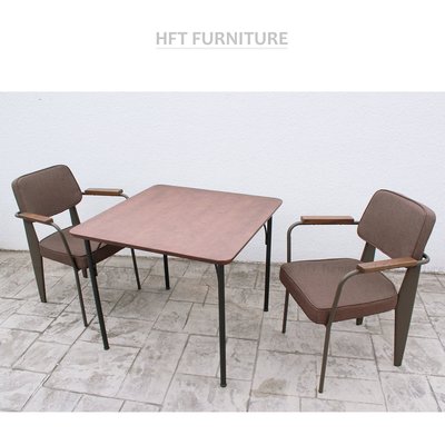 HFT Furniture 日系復古 紐松實木 方形鐵腳餐桌 【免運 現貨】LOFT/餐桌/桌子/工作桌/商業用