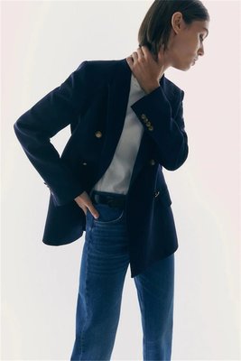 現貨熱銷-大牌潮款Massimo Dutti女裝 秋季新品修身雙排扣通勤西裝外套 06017517401 現貨