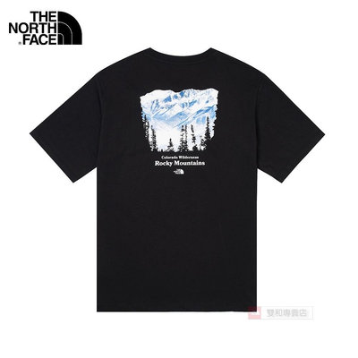 -滿3000免運-[雙和專賣店] The North Face 男 純棉雪山印花短袖T恤/88GK/黑色