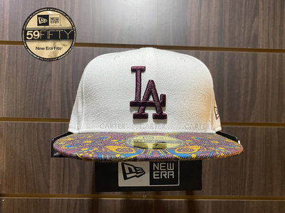 New Era x MLB LA Dodgers White/Purple 59Fifty 美國職棒洛杉磯道奇全封帽