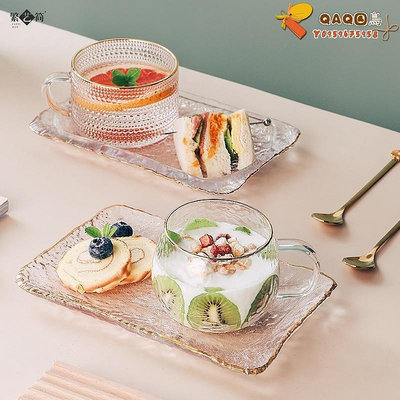高顏值一人食餐具一套早餐精致ins特別好看的玻璃盤碗碟套裝家用-QAQ囚鳥V