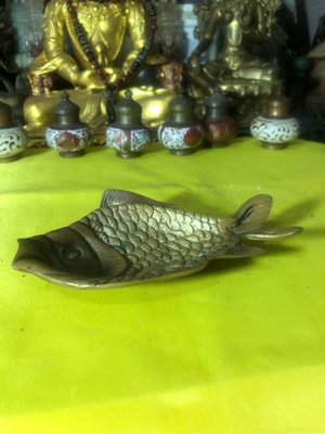 銅雕魚小置物盤12*7.5*2公分