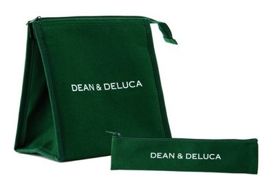 [瑞絲小舖]~日雜附錄DEAN &amp; DELUCA深綠色保冷午餐袋＆餐具收納包(2入組) 便當袋 保溫包 小物包 筆袋