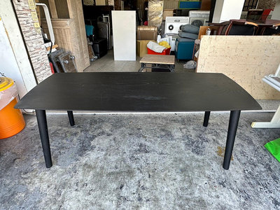 香榭二手家具*訂製款時尚黑 實木3x7尺大型餐桌-會議桌-北歐風-飯桌-洽談桌-工作桌-開會桌-會客桌-餐廳桌-原木餐桌