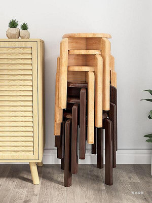現貨 餐凳實木圓凳子家用木板凳四腳餐桌凳木頭凳客廳板凳彎頭圓凳