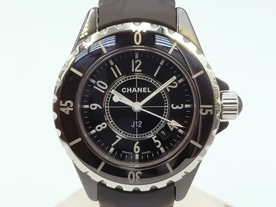 【發條盒子K0084】CHANEL香奈兒 J12系列 數字黑面石英陶瓷皮帶 經典錶款 H0680 盒單齊