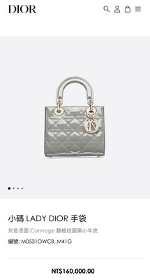9999 一元起標 Dior 迪奧 專櫃正品 灰色漆皮黛妃包  新款 LADY DIOR 兩用包 手提包