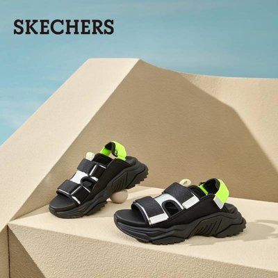 100％原廠Skechers斯凱奇年春季新款女子時尚厚底魔術貼運動涼鞋沙灘鞋