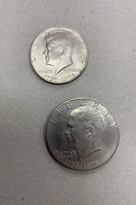 美國 1776-1976 甘迺迪總統 200週年紀念幣 共2枚