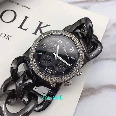 『Marc Jacobs旗艦店』Michael Kors｜MK5388酷黑陶瓷錶鏈三眼時尚腕錶
