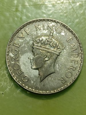 印度 喬治六世（1941） 1魯比 銀幣 上美品 保真規格：直徑30.5 x 厚2.0 mm，           11.66克，0.5銀含量
