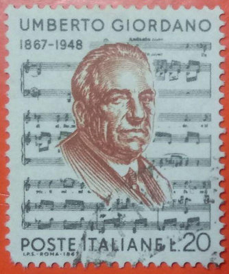 義大利郵票舊票套票 1967 Birth Centenary of Umberto Giodano