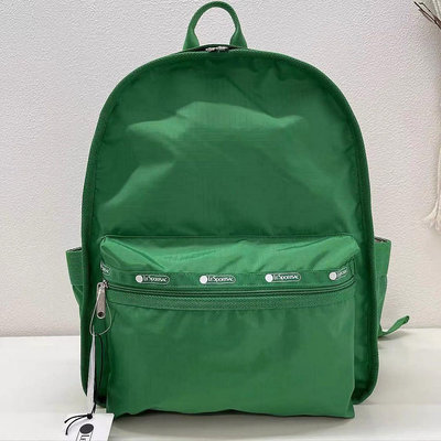 新款熱銷 LeSportsac 綠色 3747 雙主袋多夾層設計 大容量 輕量雙肩降落傘防水後背包 書包 旅行 限量推薦