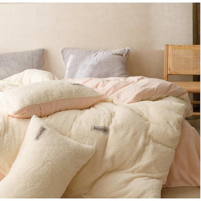 韓國博主同款泰迪牛奶絨床包四件組 冬季加厚床包 兔毛絨床單 雙人被套 柔軟床罩 秋冬床包組 單人床包 被套雙人