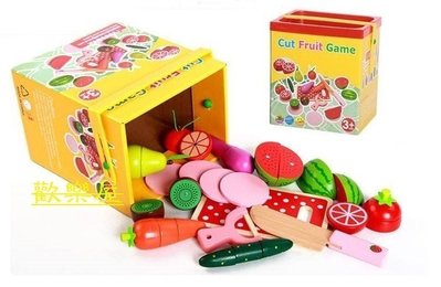 *歡樂屋*.....//家家酒寶寶木製水果蔬菜磁鐵切切樂//.....嬰兒童早教益智玩具