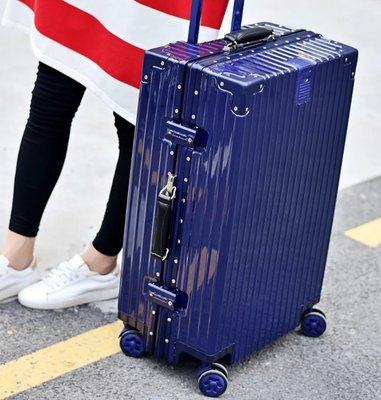 29吋時尚皮質手把 復古行李箱 直角式鋁框 ABS+PC 萬向輪 旅行箱 結婚箱