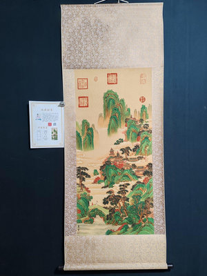 編號LH148   人間仙境  作品作者:唐寅材質:宣紙 裝裱尺寸:168cm×65cm 古玩雜項 舊藏老貨 古董擺件【老物件】11058