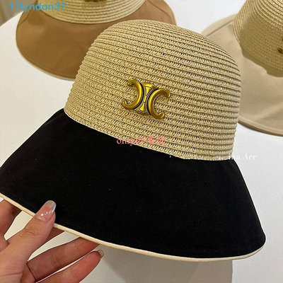LYNDONB拉菲草帽,紫外線防護水桶帽沙灘帽,時尚信函防曬霜太陽帽凱旋拱門帽子女/女
