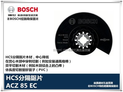 【台北益昌】德國 BOSCH 魔切機配件 ACZ85EC HCS 高碳鋼木工半圓鋸85mm