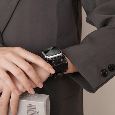 【熱賣精選】大版面錶帶 真皮錶帶 Apple watch8錶帶 手鐲錶帶 iwatch7 S5 S6 SE 44mm 45mm 49