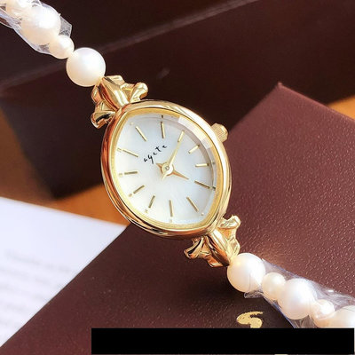 新款熱銷 日系agete珍珠表簡約復古貝殼表盤淡水鏈精致石英麥穗女士手表明星大牌同款手錶