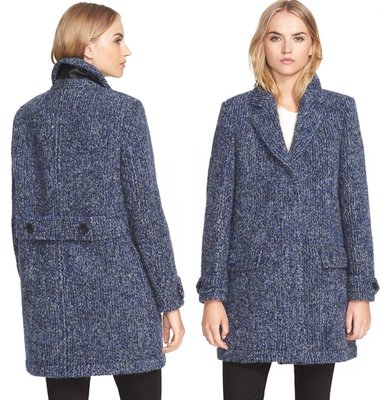 Burberry女 灰藍色 針織羊毛 羊駝毛 馬海毛 大衣外套 US 6 / UK 8 (實品更好看)