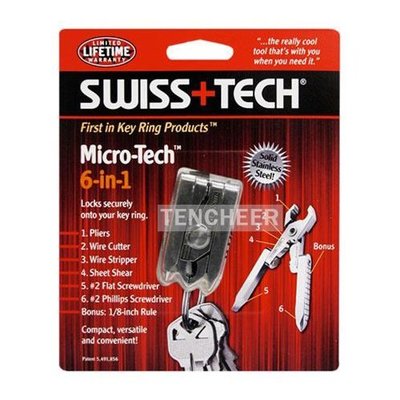 ＜TENCHEER＞ Swiss+Tech 6 合 1 Micro-Tech 多功能隨身迷你工具組 6-in-1 鑰匙圈 工具鉗 螺絲起子 鉗子