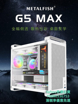 ITX機殼魚巢G5MAX機箱白色迷你ITX小電腦灰色側透臺式空手提機箱ATX電源