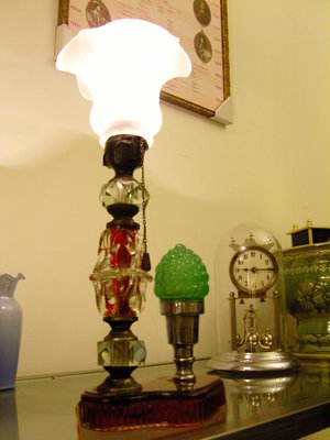 日本古董    琉璃工藝檯燈 典藏品