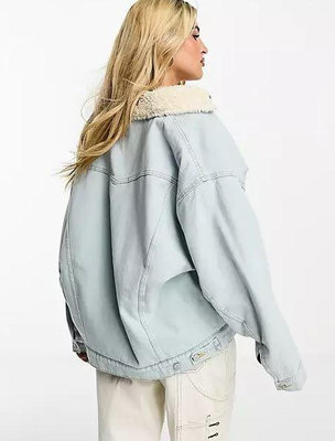 代購Wrangler sherpa-lined denim jacket仿綿羊領洗白牛仔丹寧外套XS-XL