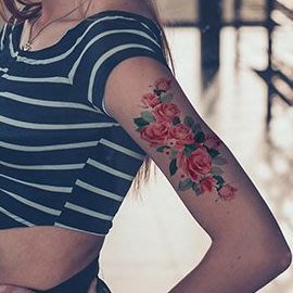 【萌古屋】紅玫瑰花朵 - 男女防水紋身貼紙刺青貼紙AQ-003 K19