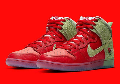 NIKE Nike SB Dunk High Strawberry Cough 紅綠 草莓 CW7093-600
