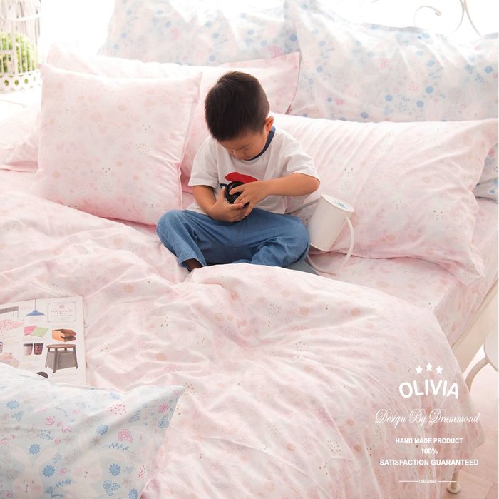 【OLIVIA 】DR906 森林小兔 粉  標準雙人床包歐式枕套三件組  【不含被套】300織精梳純棉