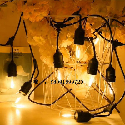 裝飾燈串E27頭種植養殖燈串燈籠燈線戶外燈串防水LED露營裝飾氛圍燈跑馬燈氛圍燈
