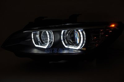 ~~ADT.車材.車材~~BMW E92 E93 U型光圈魚眼黑底大燈組 原廠HID可以移植