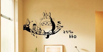 釣魚龍貓兒童房臥室床頭背景牆壁貼紙動漫卡通客廳電視沙發牆貼畫
