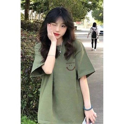 Coco衫-YIMO100%純棉短袖T恤夏季寬鬆韓版大尺碼女裝上衣-質量保障