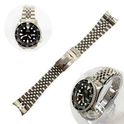 適用於精工 5號 seiko 5 SRPD 316L 鋼帶五珠實心彎曲端鏈節 Jubilee 手鍊錶帶 22mm