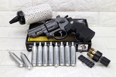 [01] WG 2.5吋 左輪 手槍 CO2槍 黑 + CO2小鋼瓶 + 奶瓶 ( 左輪槍SP708BB槍BB彈玩具槍