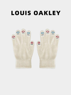 法國LOUIS OAKLEY搞怪表情可觸屏針織手套女生秋冬季保暖百搭加厚_佳美優品