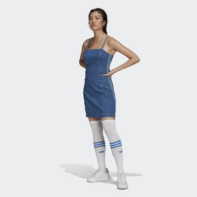 【豬豬老闆】ADIDAS ORIGINALS ADICOLOR 藍 休閒 單寧風 細肩 連身裙 無袖洋裝 H11516