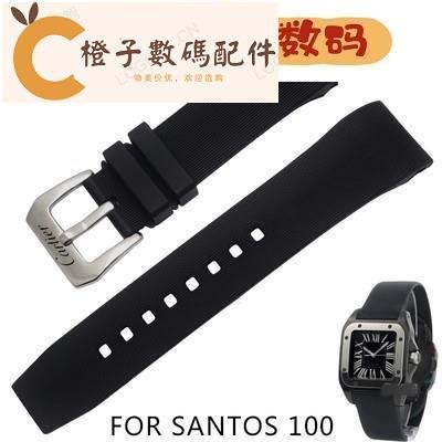 特價防水運動矽膠錶帶 代用卡地亞桑托斯 SANTOS100三度士橡膠23mm[橙子數碼配件]