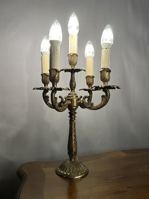 法國百年古董銅雕枝型檯燈『沈重』 #923022