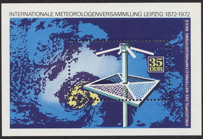(C599)德國1972年國際氣象組織100周年衛星雲圖小型張郵票