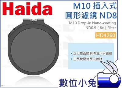 數位小兔【Haida 海大 HD4260 M10 插入式 ND8 圓形濾鏡】減光鏡 Drop-in ND0.9 減3格